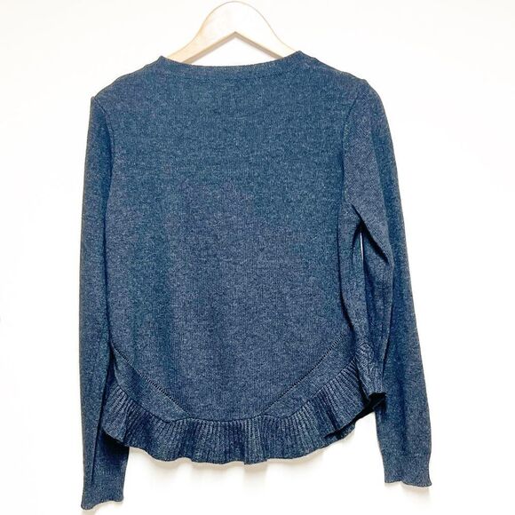 Benedetto B Italy Cashmere Wool Blend Chic Ruffle Hem Sweater Sz L - Picture 2 of 6